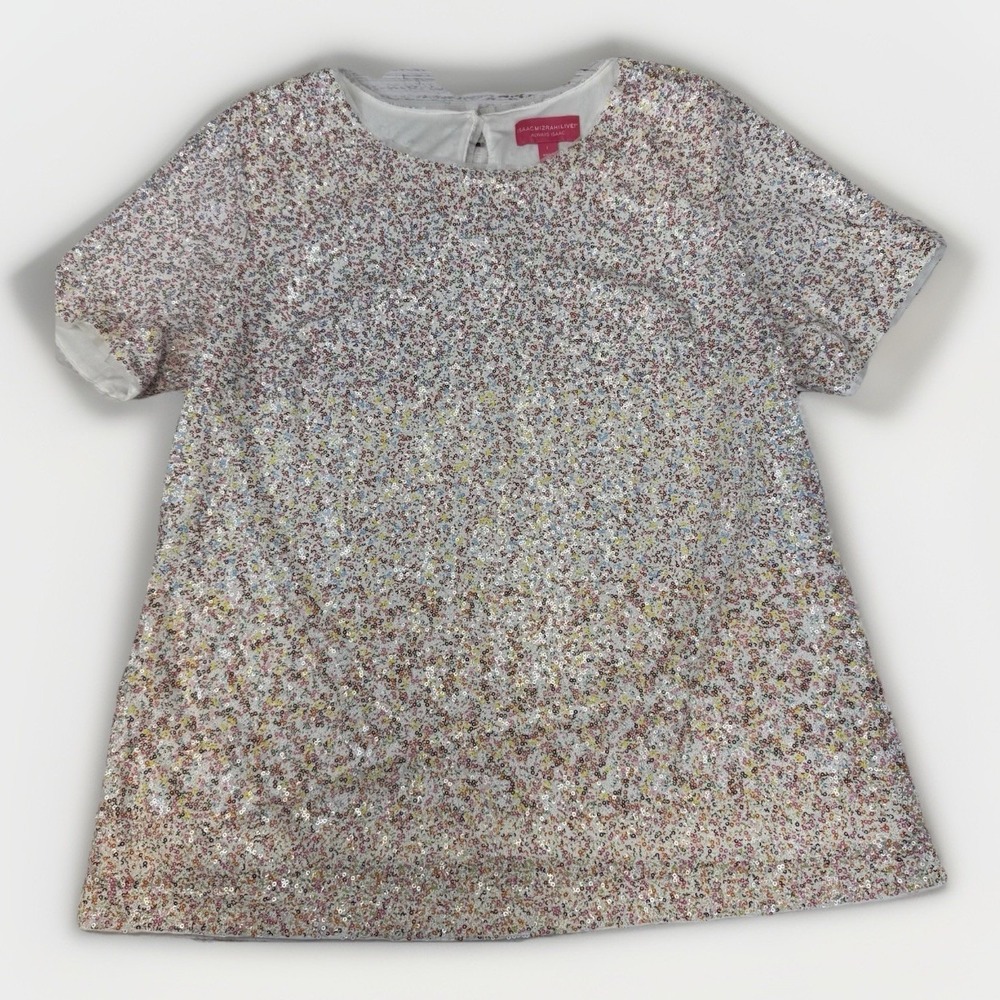 Isaac‎ Mizrahi Live Women Always Isaac Sequin T-Shirt-Multi Color Sequence Large